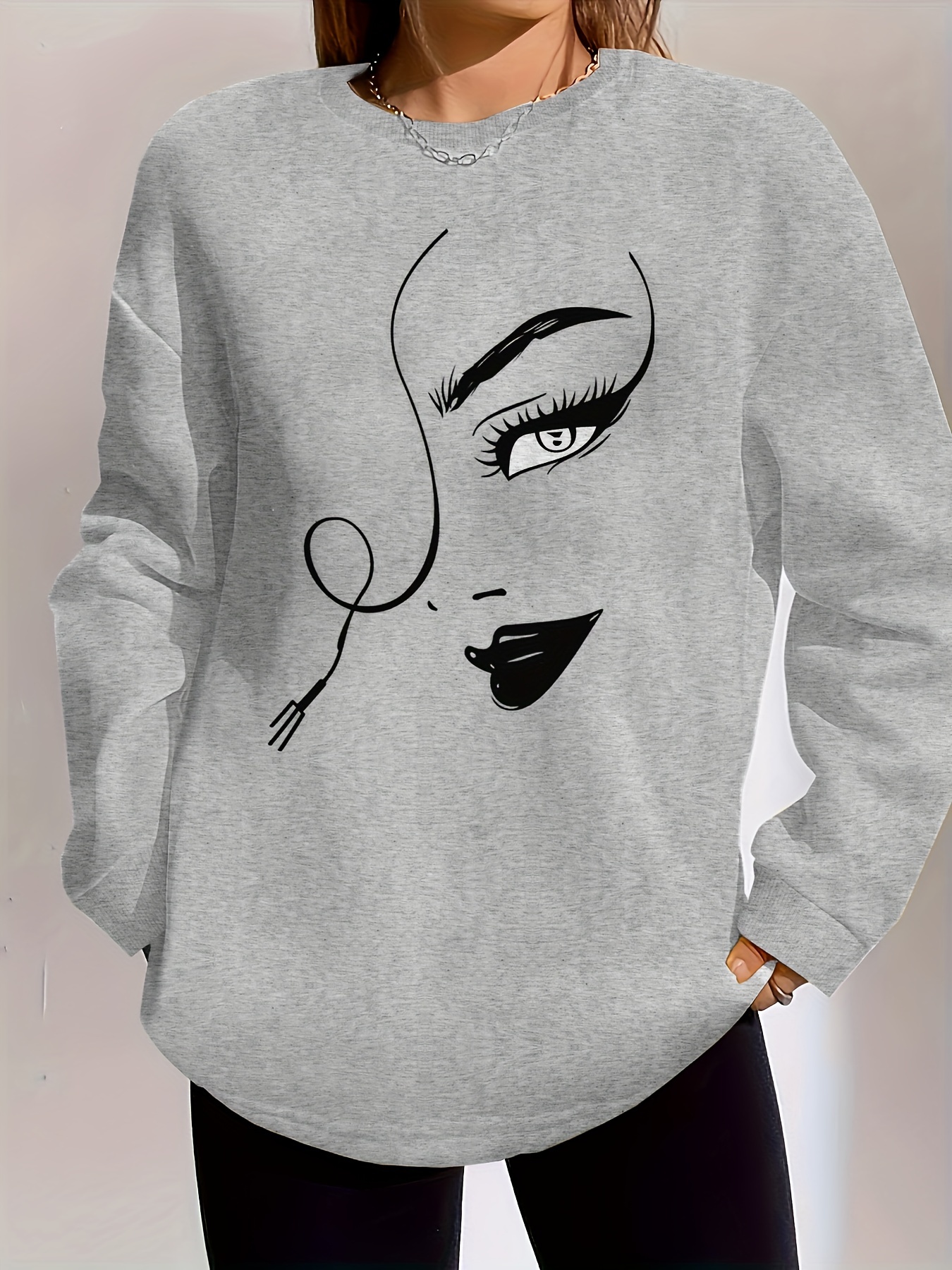 graphic print pullover sweatshirt casual long sleeve crew neck sweatshirt for spring fall womens clothing details 6