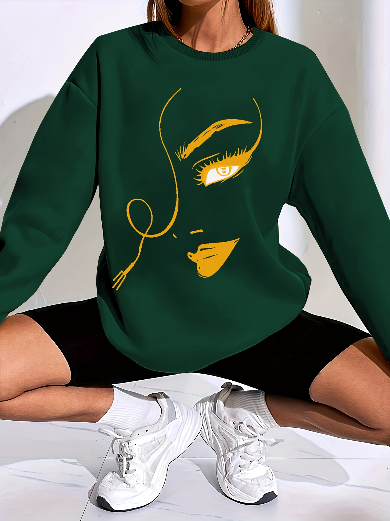 graphic print pullover sweatshirt casual long sleeve crew neck sweatshirt for spring fall womens clothing details 13