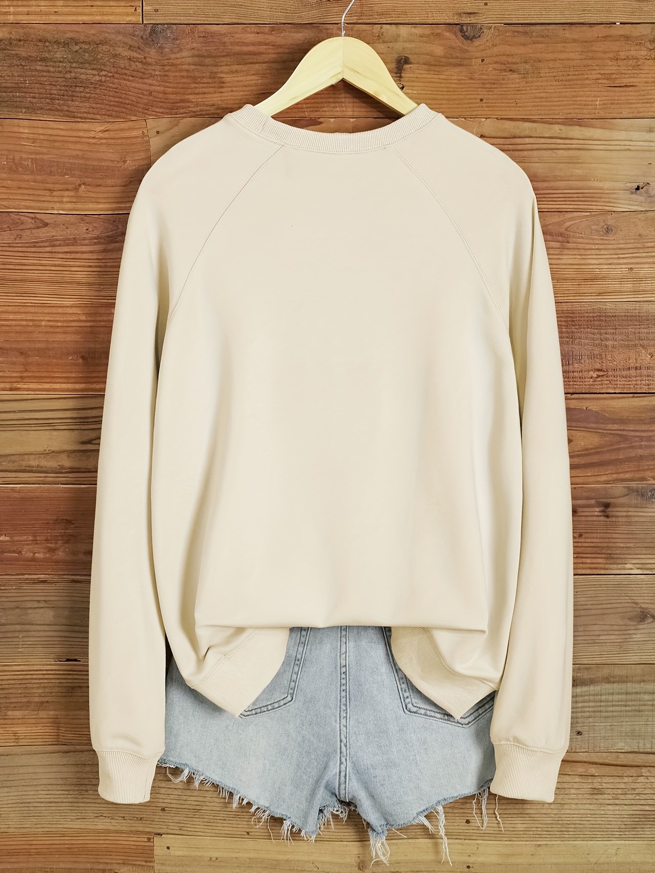 solid color pullover sweatshirt casual raglan sleeve crew neck sweatshirt for fall winter womens clothing details 14