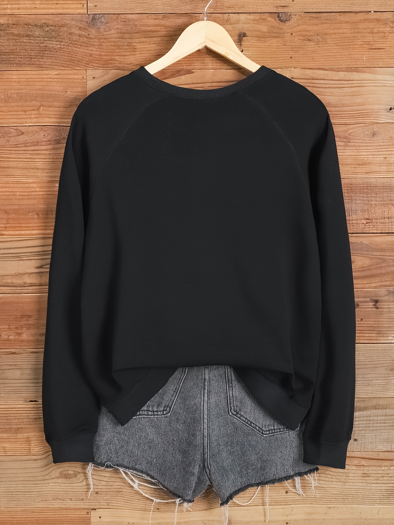 solid color pullover sweatshirt casual raglan sleeve crew neck sweatshirt for fall winter womens clothing details 36