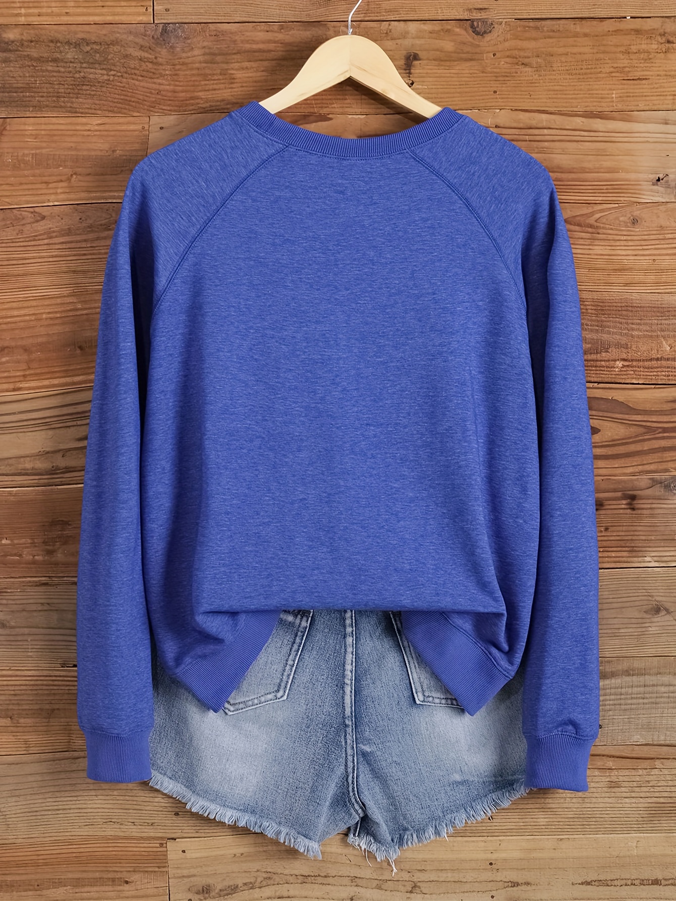 solid color pullover sweatshirt casual raglan sleeve crew neck sweatshirt for fall winter womens clothing details 41