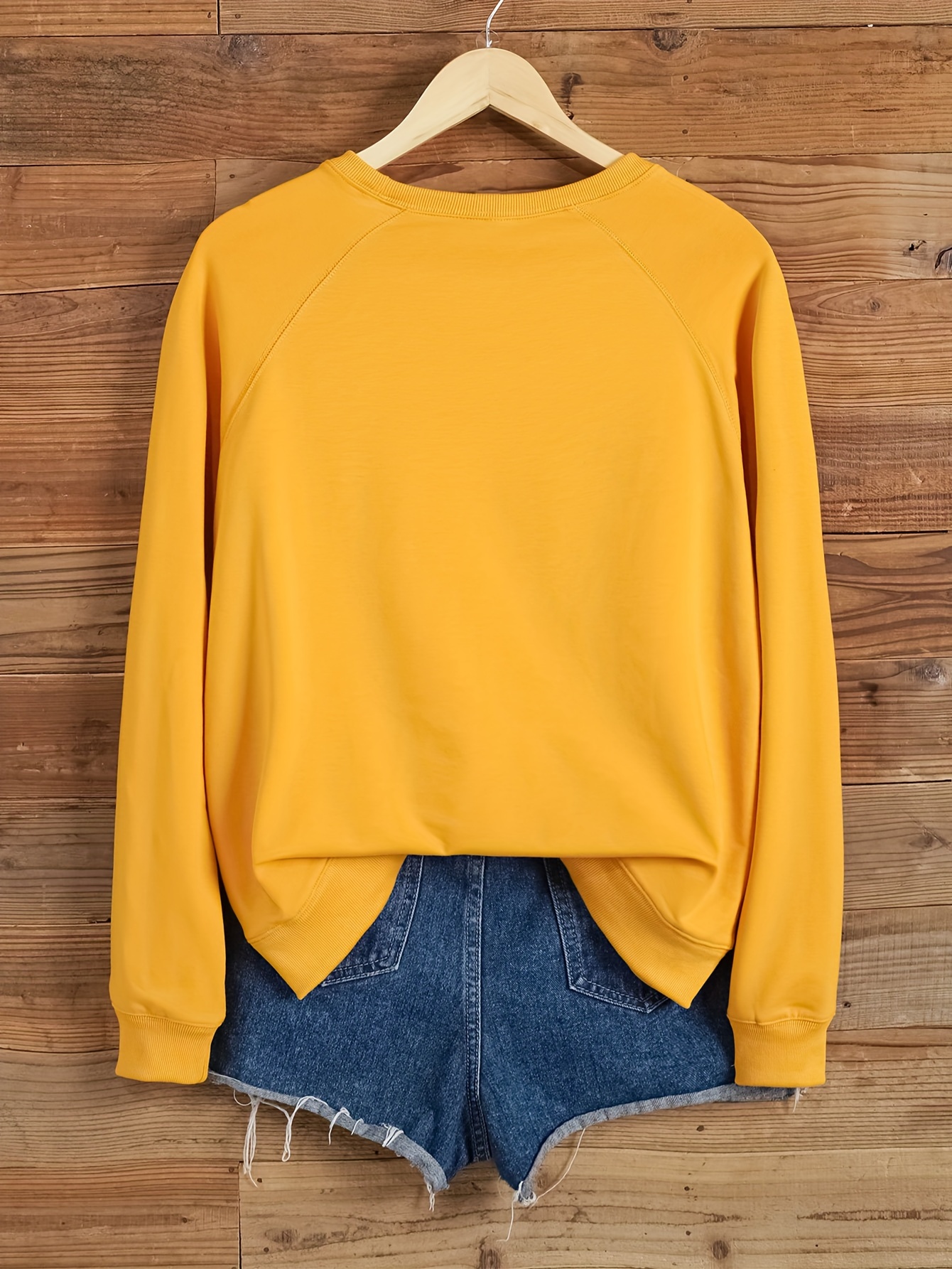 solid color pullover sweatshirt casual raglan sleeve crew neck sweatshirt for fall winter womens clothing details 50