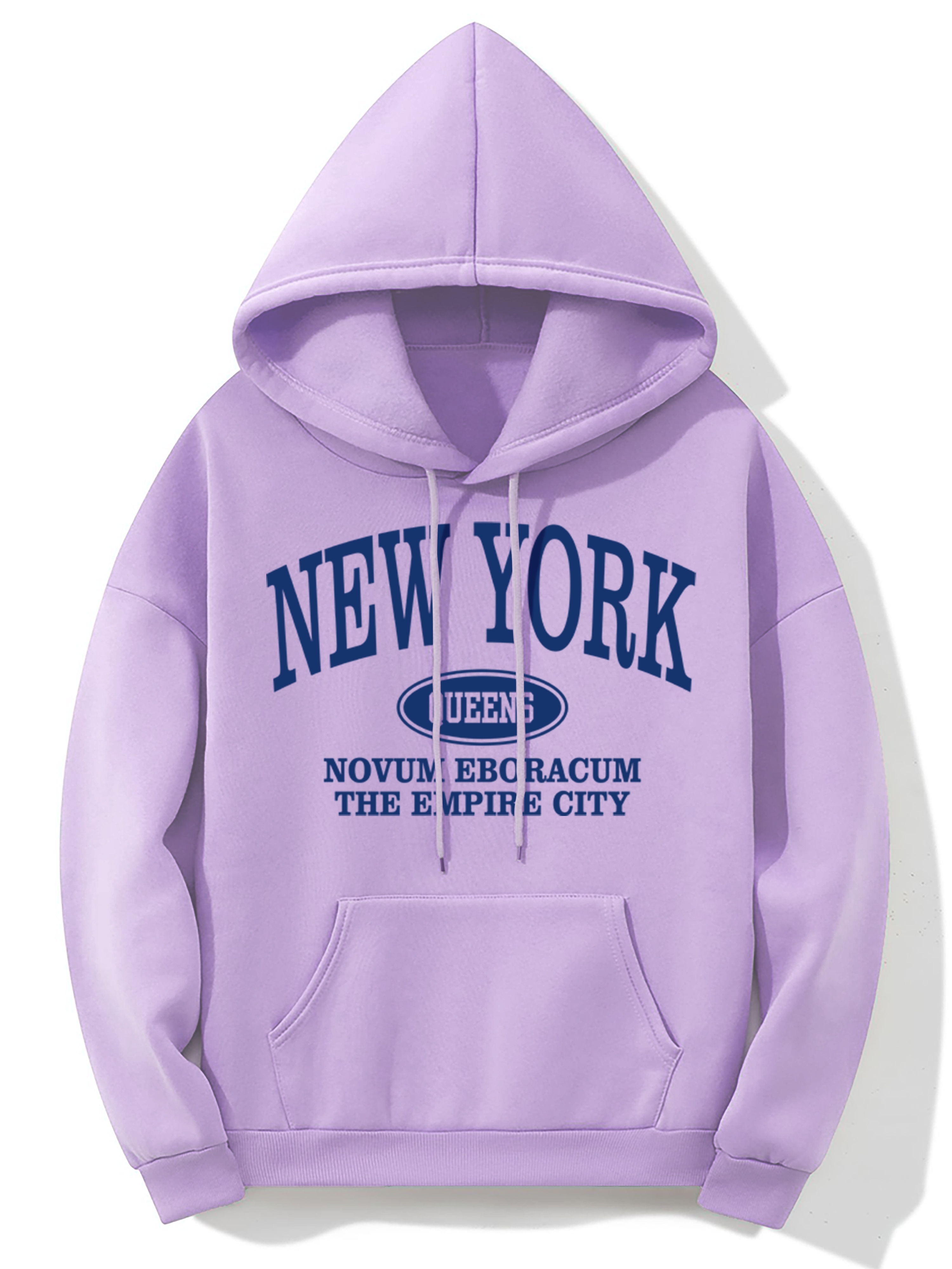 new york letter print kangaroo pocket hoodie casual long sleeve drawstring hoodies sweatshirt womens clothing details 0