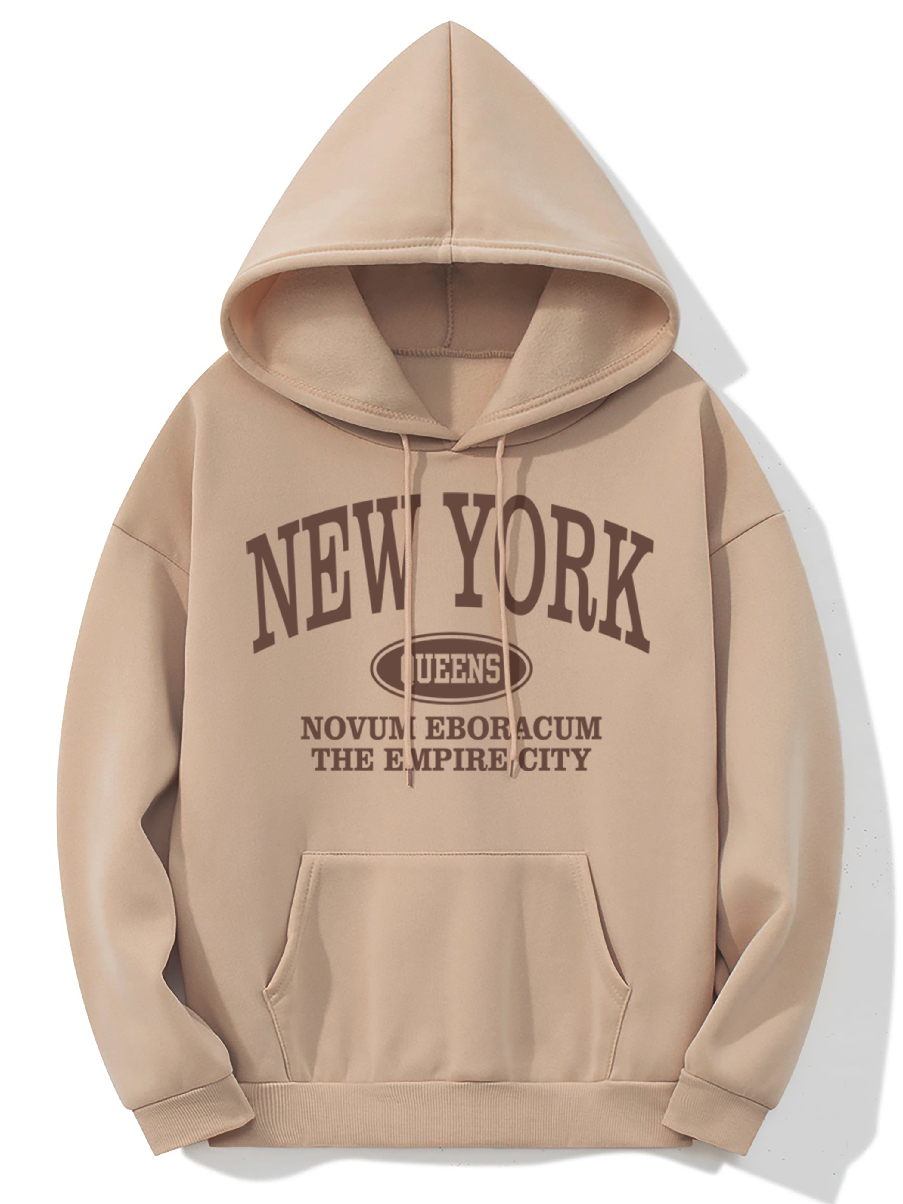 new york letter print kangaroo pocket hoodie casual long sleeve drawstring hoodies sweatshirt womens clothing details 10