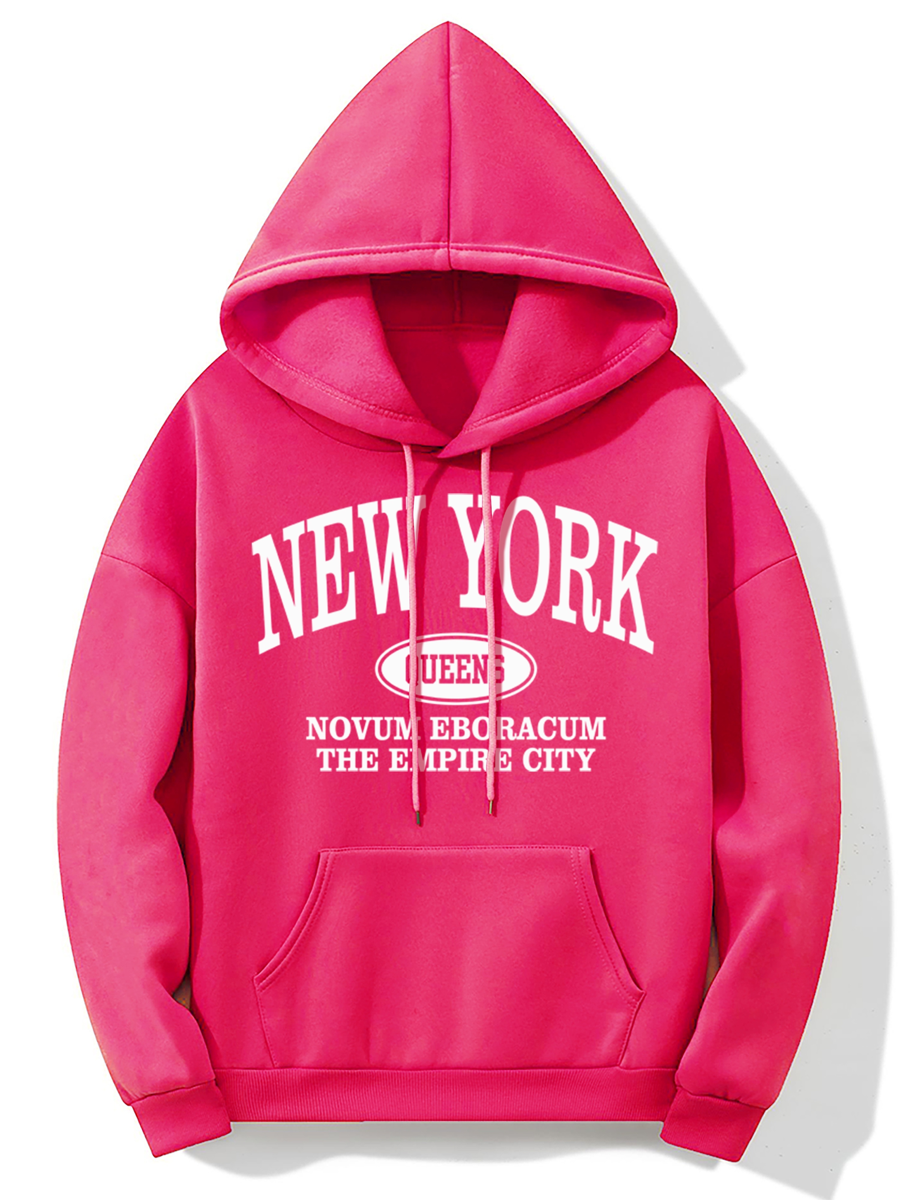 new york letter print kangaroo pocket hoodie casual long sleeve drawstring hoodies sweatshirt womens clothing details 45