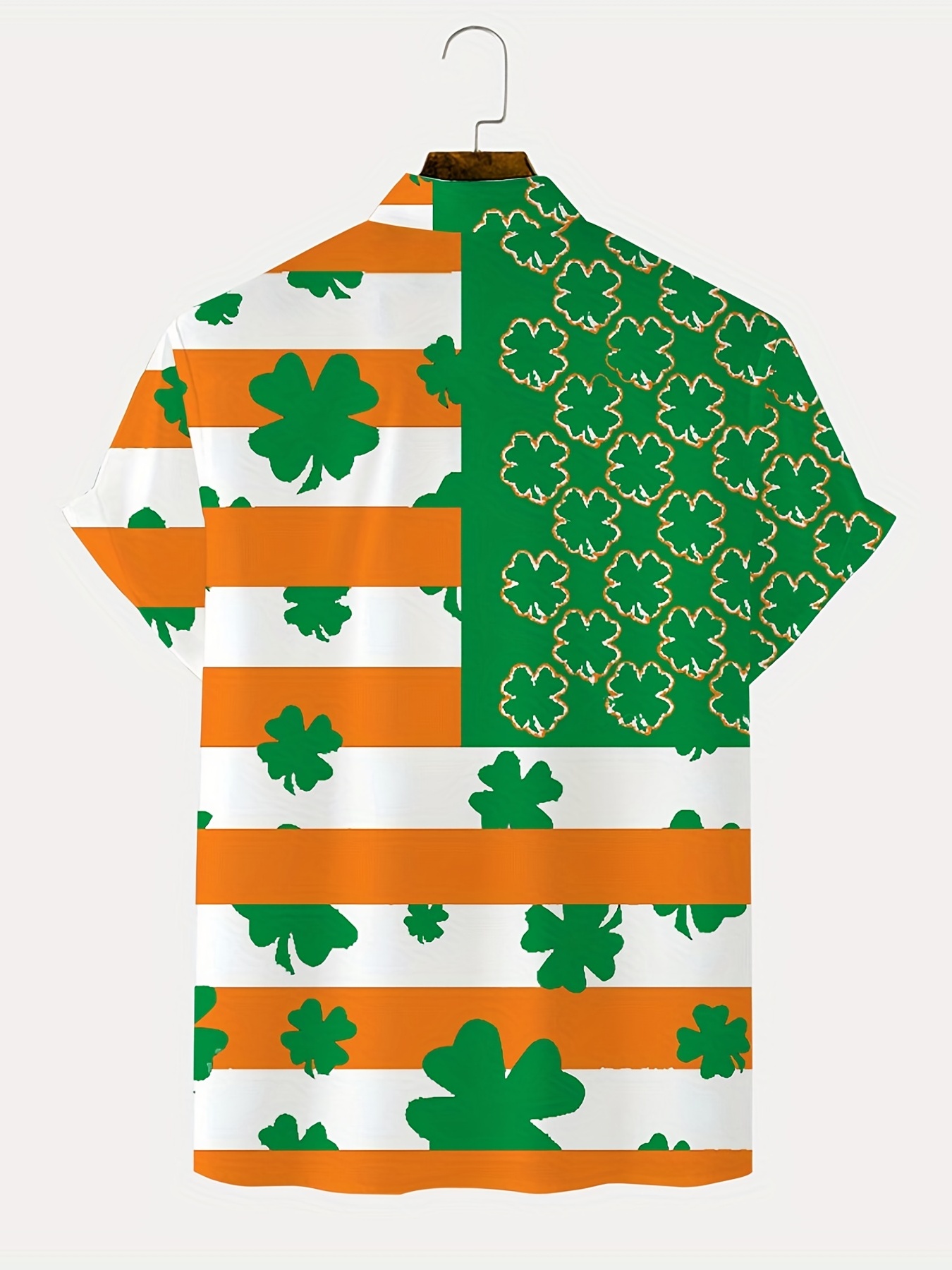 shamrock element st patricks day various print mens casual short sleeve shirt mens shirt for summer vacation resort tops for men gift for men details 1