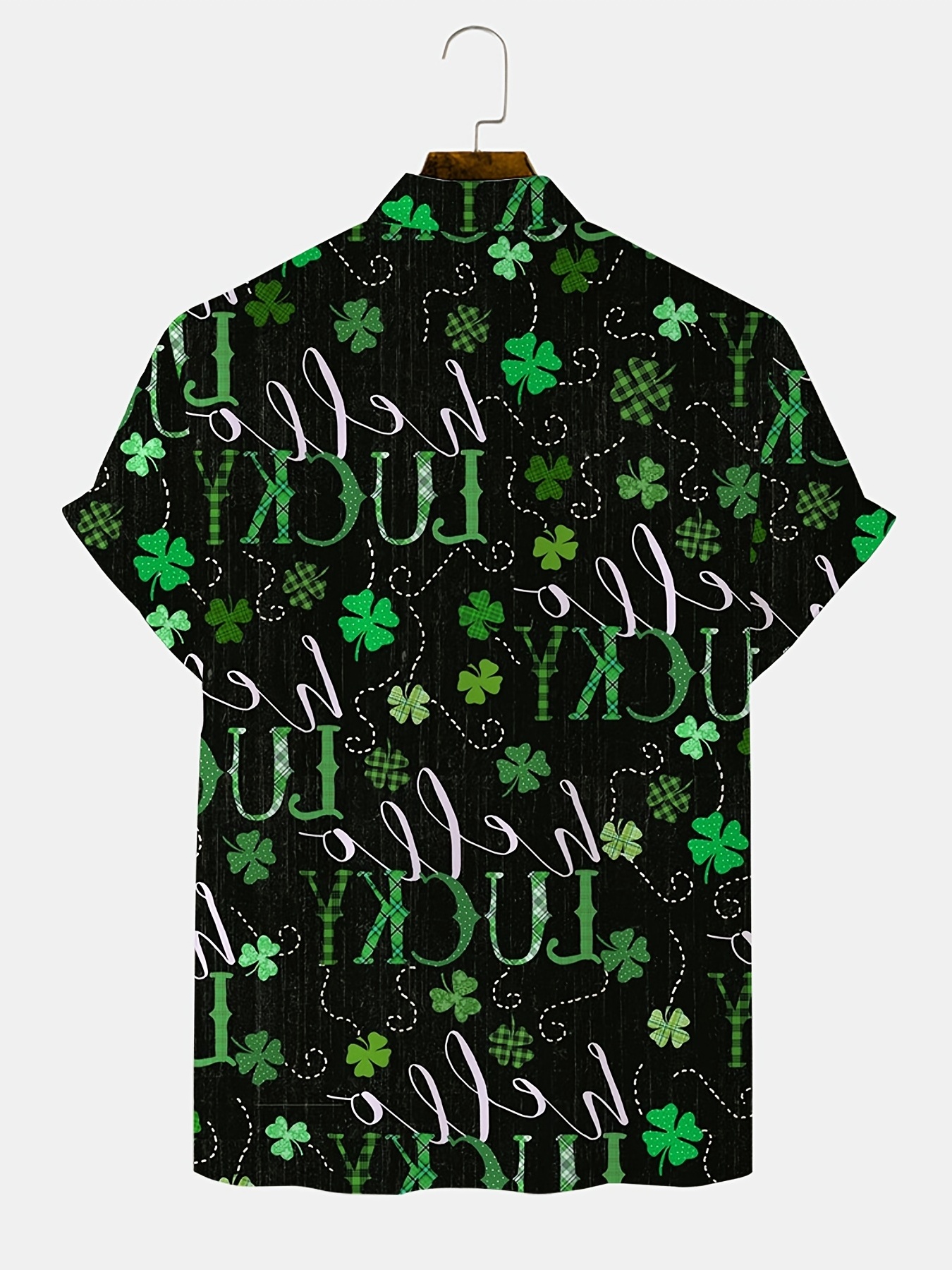 shamrock element st patricks day various print mens casual short sleeve shirt mens shirt for summer vacation resort tops for men gift for men details 6