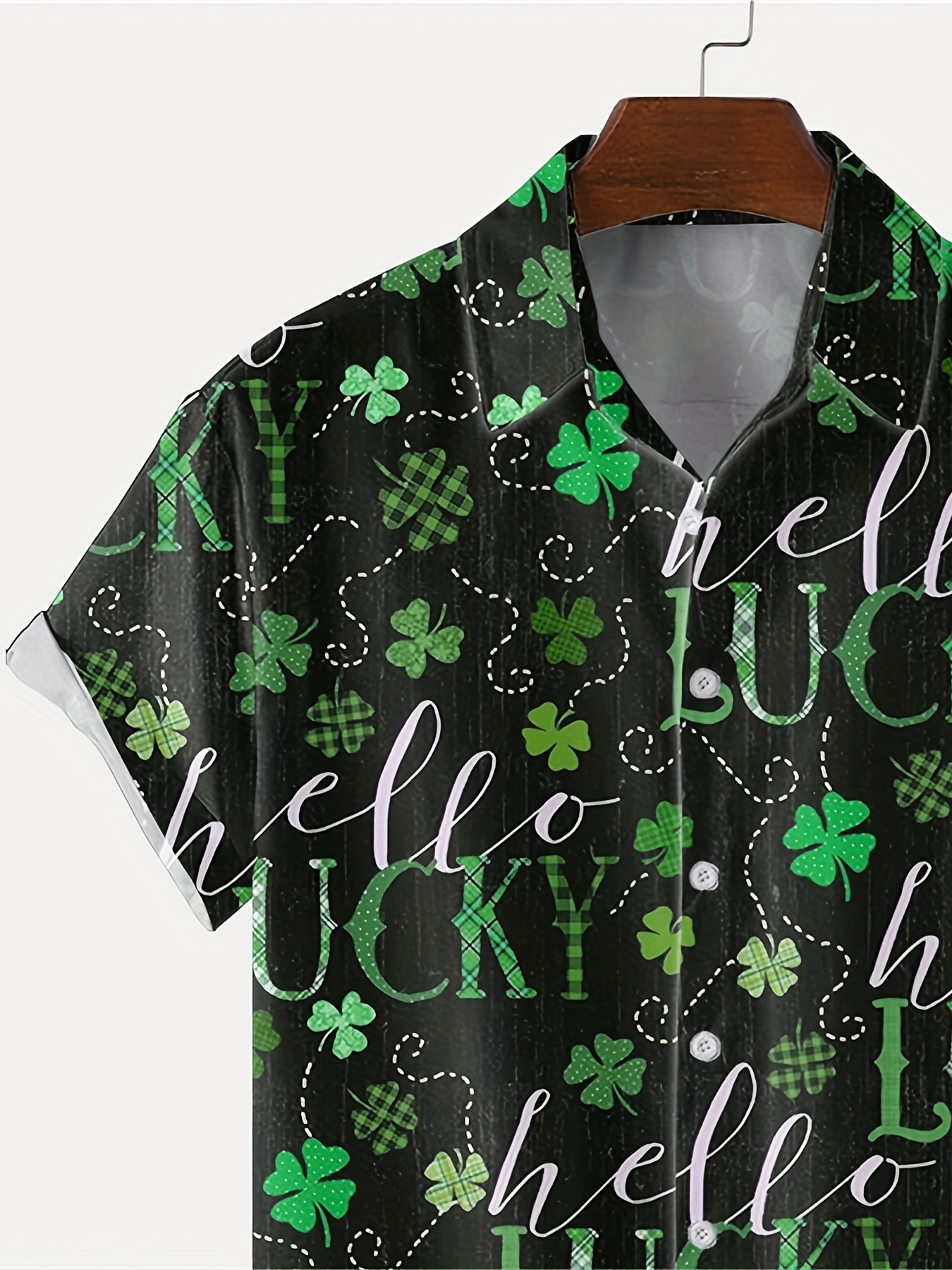 shamrock element st patricks day various print mens casual short sleeve shirt mens shirt for summer vacation resort tops for men gift for men details 9