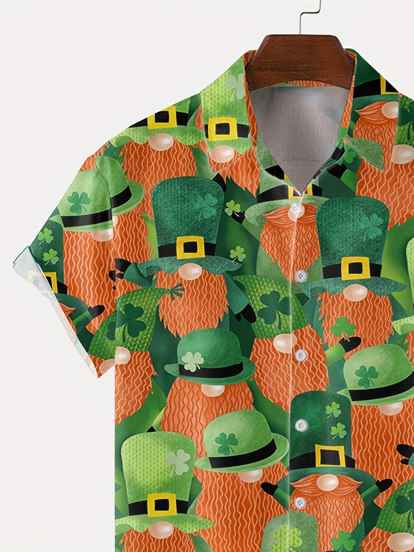 shamrock element st patricks day various print mens casual short sleeve shirt mens shirt for summer vacation resort tops for men gift for men details 24