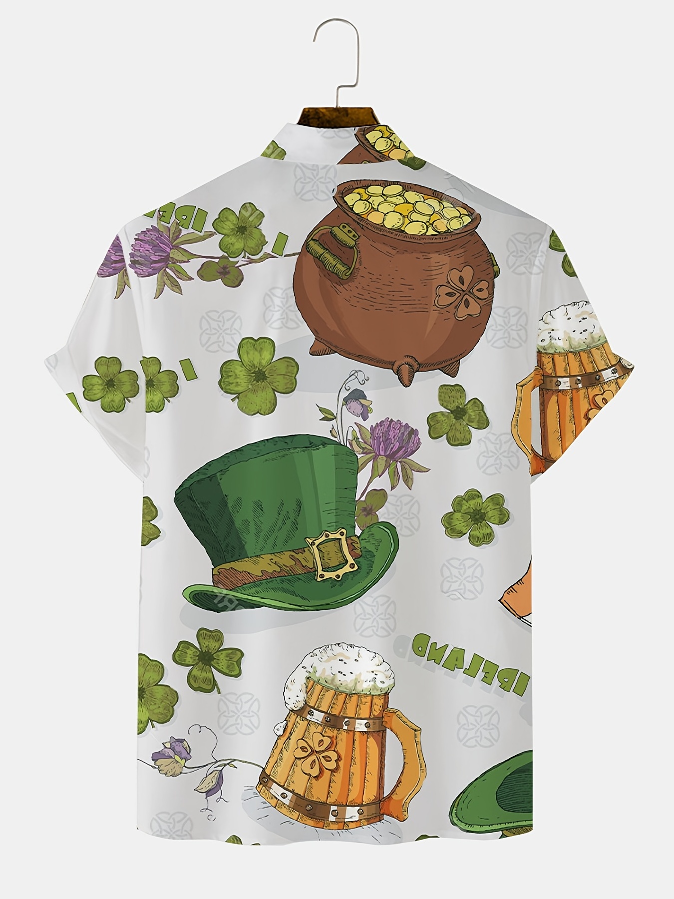 shamrock element st patricks day various print mens casual short sleeve shirt mens shirt for summer vacation resort tops for men gift for men details 26