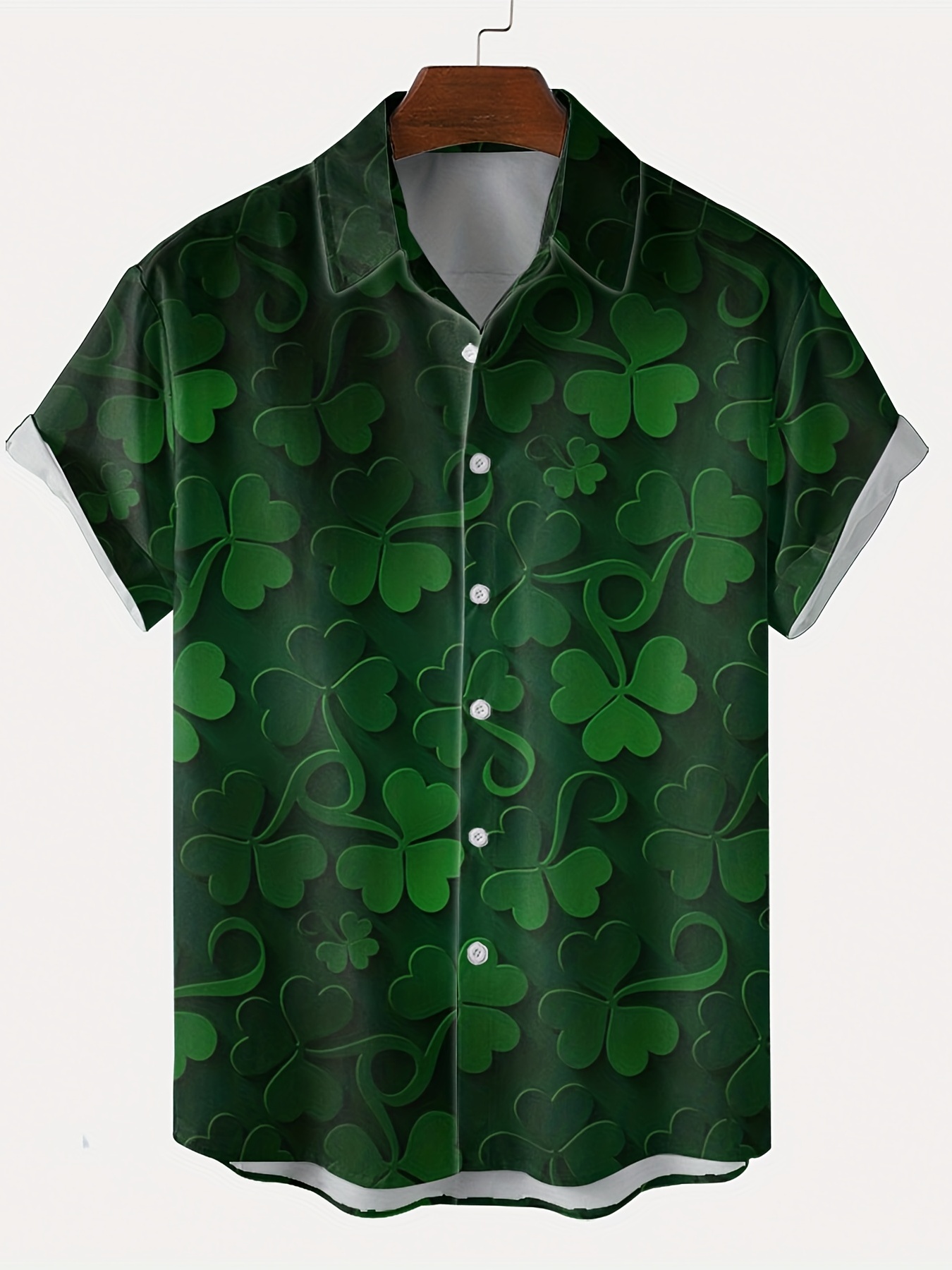 shamrock element st patricks day various print mens casual short sleeve shirt mens shirt for summer vacation resort tops for men gift for men details 30