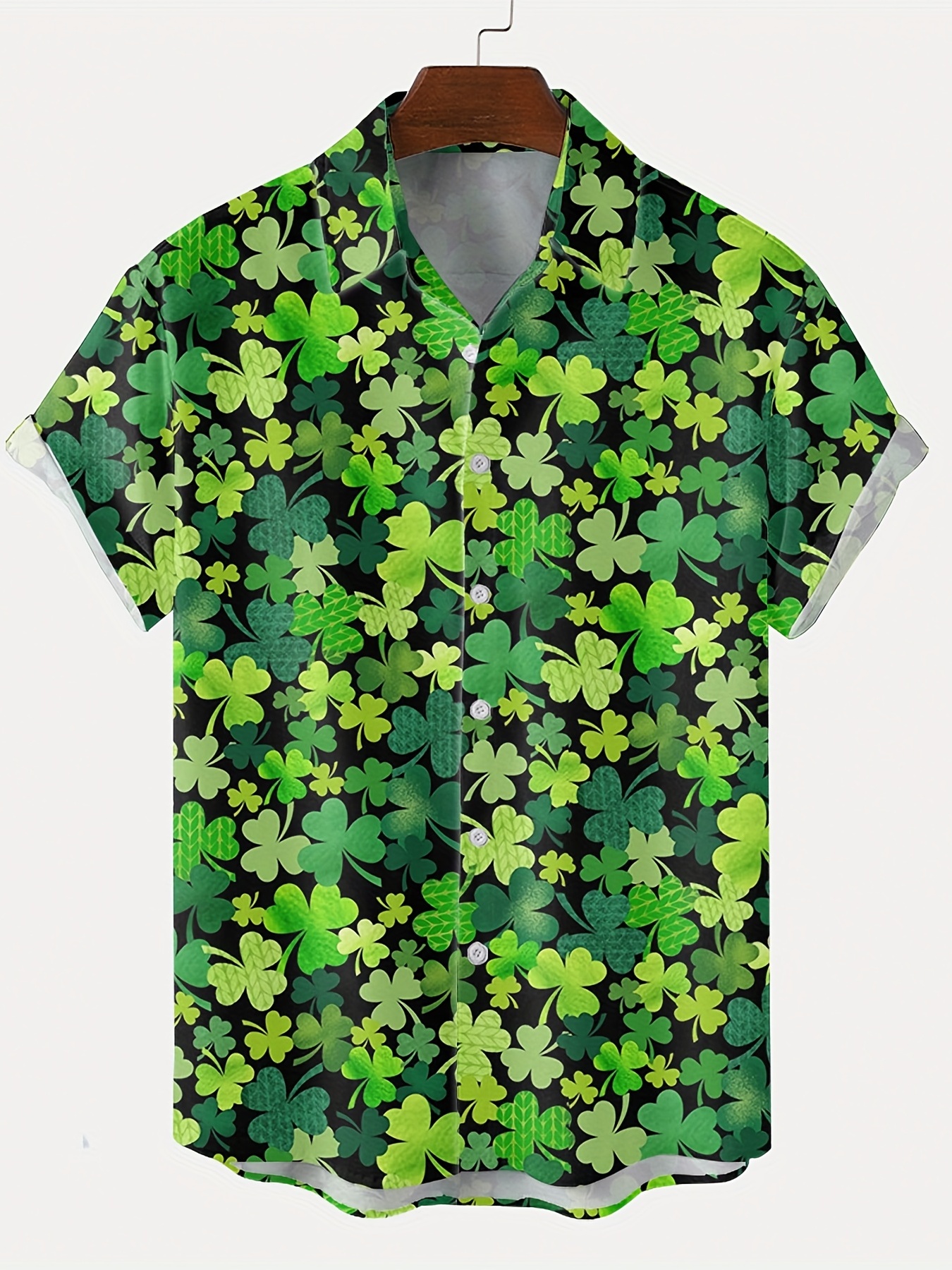 shamrock element st patricks day various print mens casual short sleeve shirt mens shirt for summer vacation resort tops for men gift for men details 35