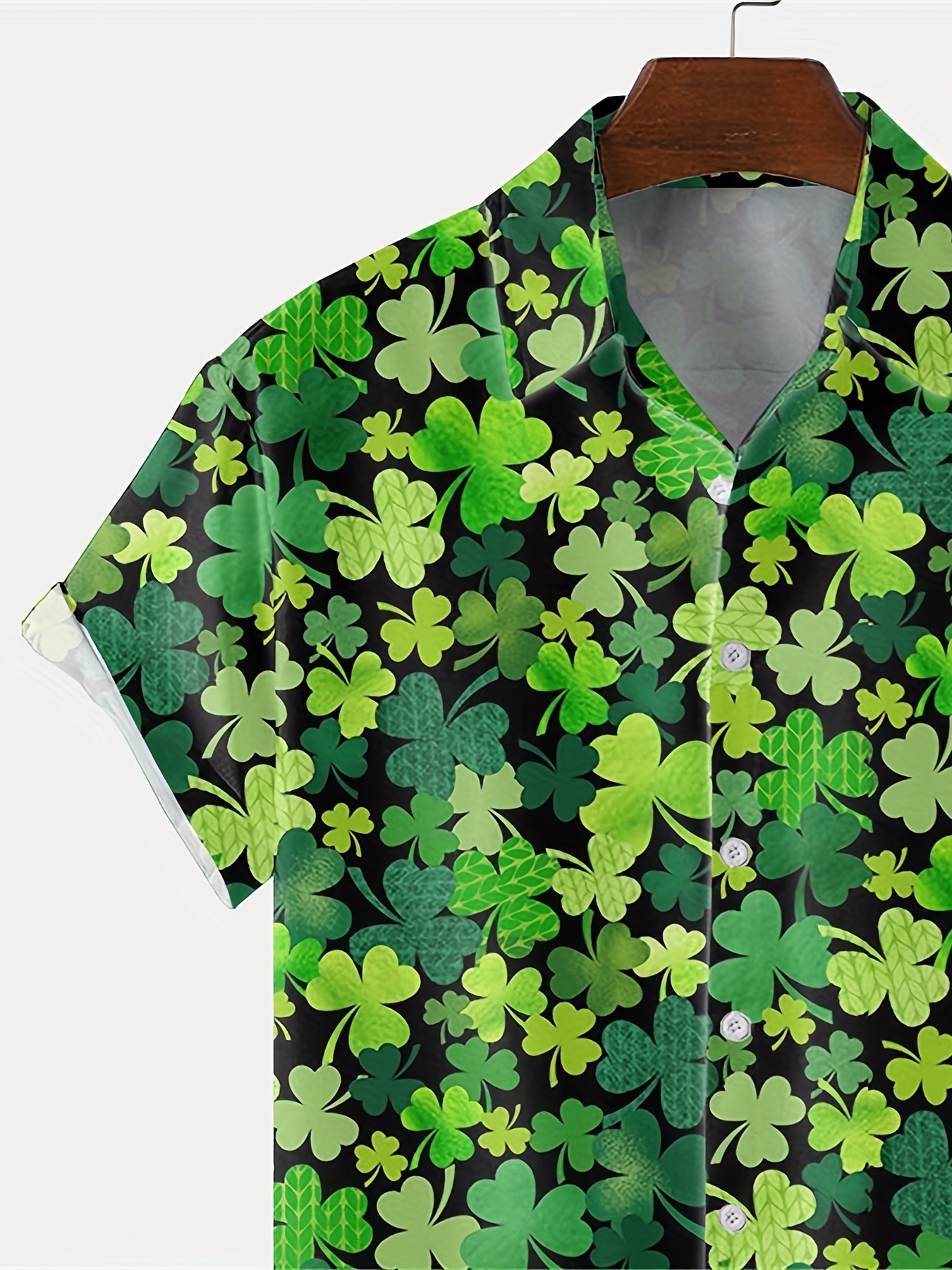 shamrock element st patricks day various print mens casual short sleeve shirt mens shirt for summer vacation resort tops for men gift for men details 39