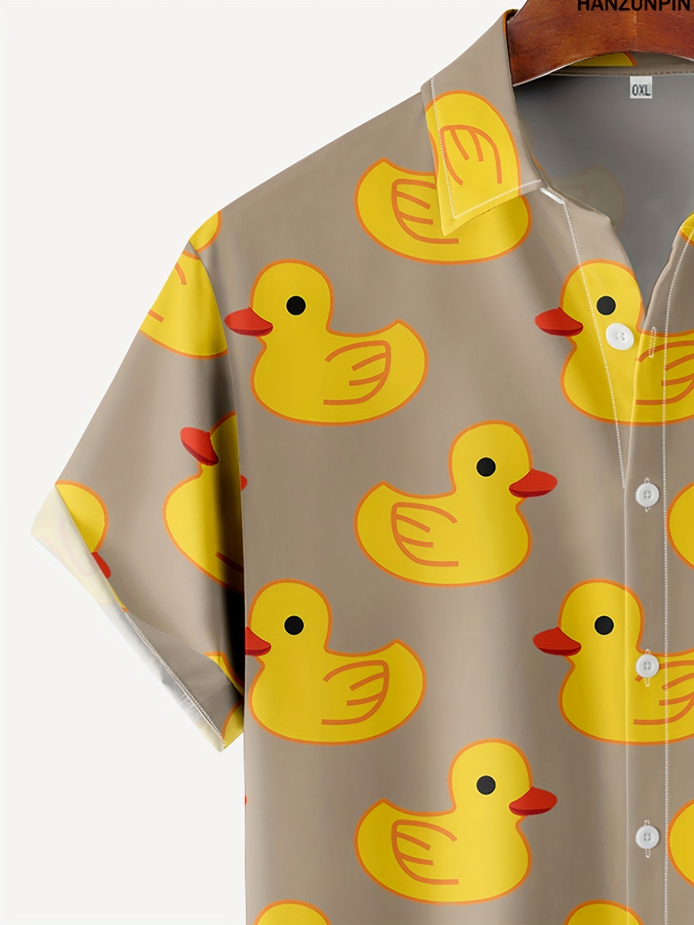 cute duck print mens casual short sleeve shirt with chest pocket mens shirt for summer vacation resort tops for men details 8