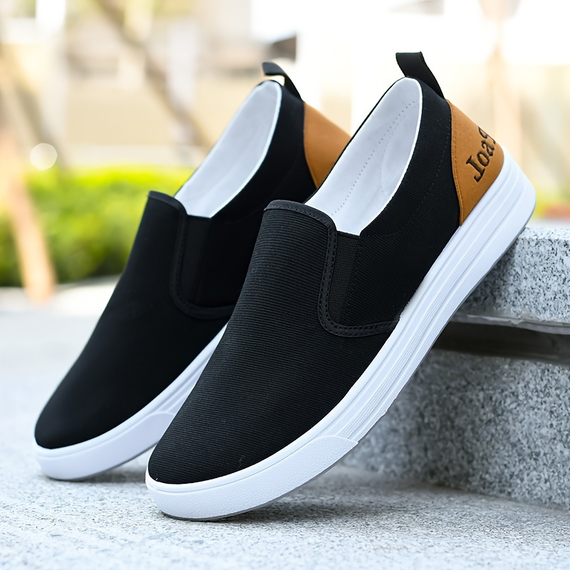 mens solid color simple style slip on canvas shoes comfy non slip casual rubber sole walking shoes mens footwear today s best daily deals temu details 1