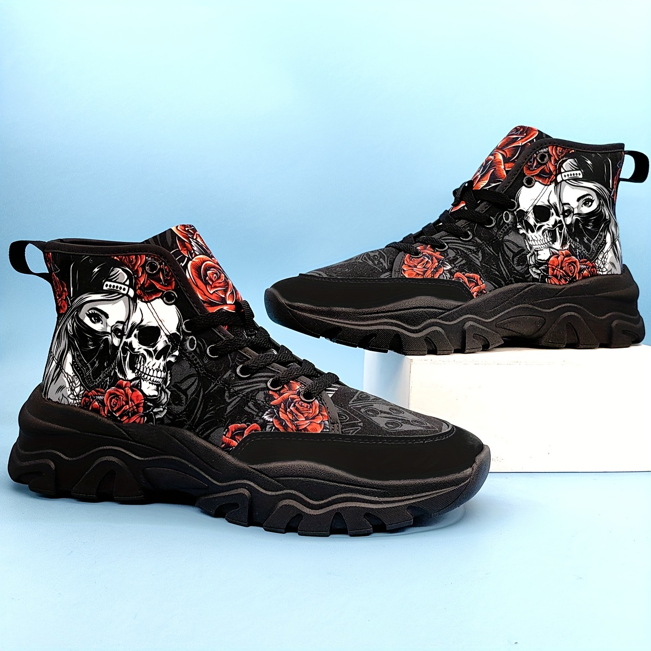 high top canvas shoes men s stylish skull masked beauty details 1