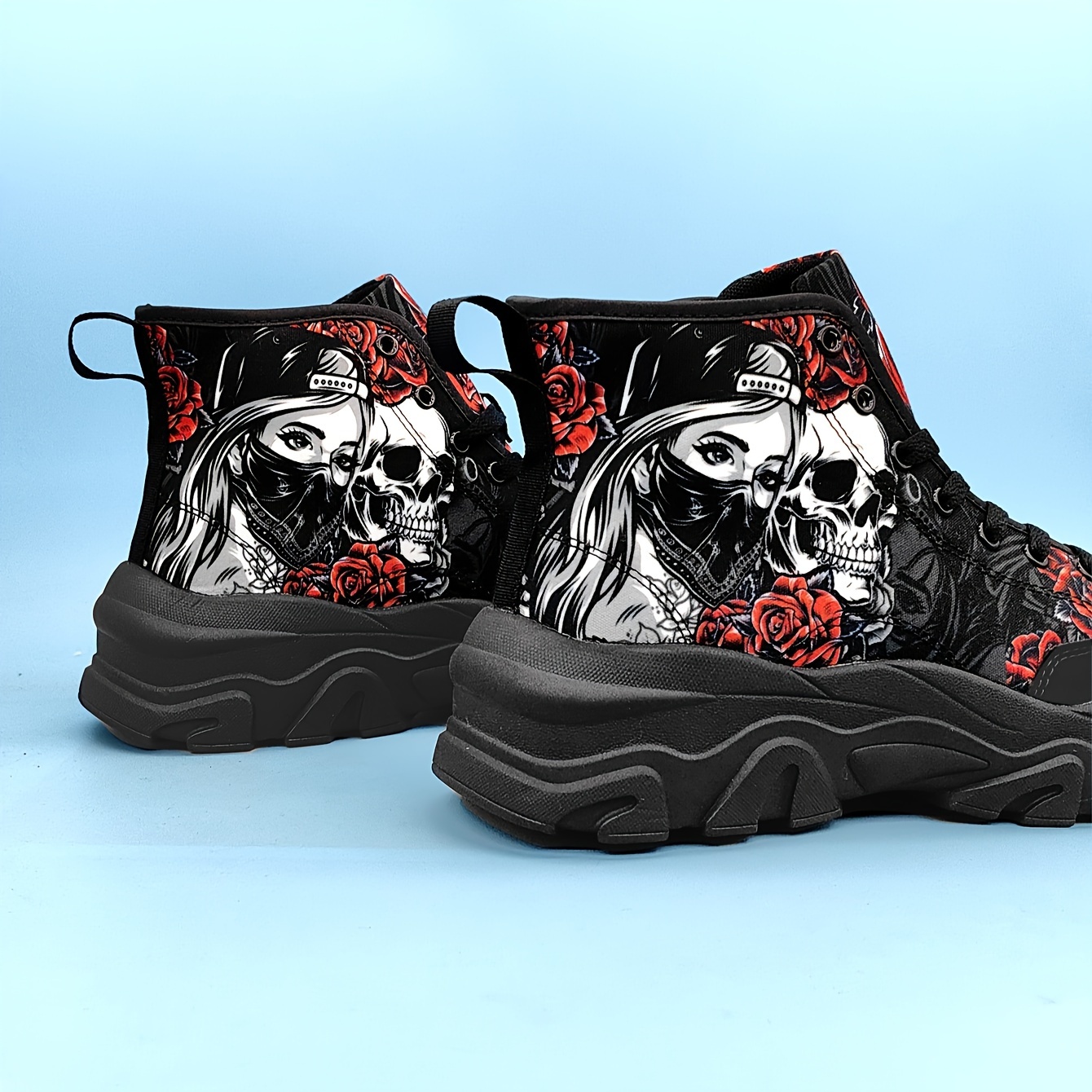 high top canvas shoes men s stylish skull masked beauty details 4