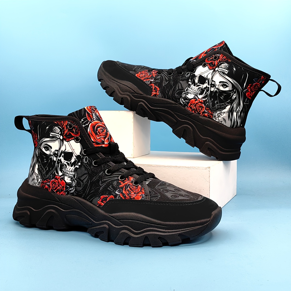 high top canvas shoes men s stylish skull masked beauty details 5