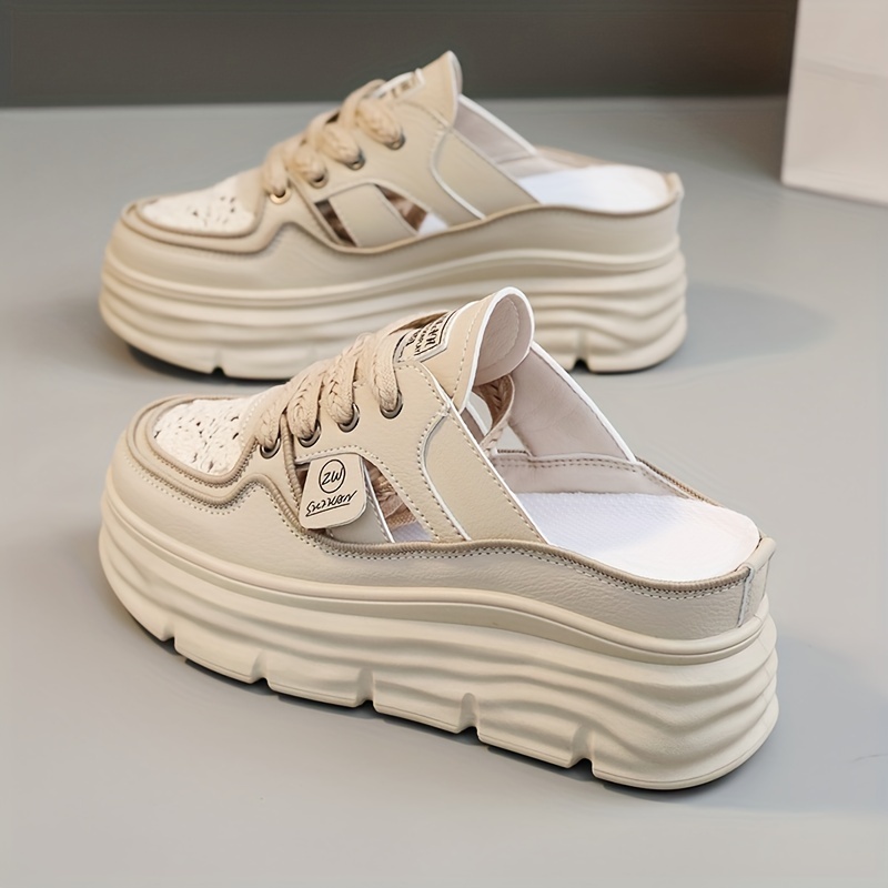 women s breathable platform mule sneakers casual cutout details 2