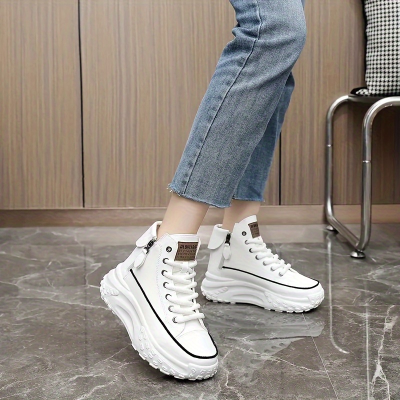 women s high top platform sneakers chic lace side zipper details 2