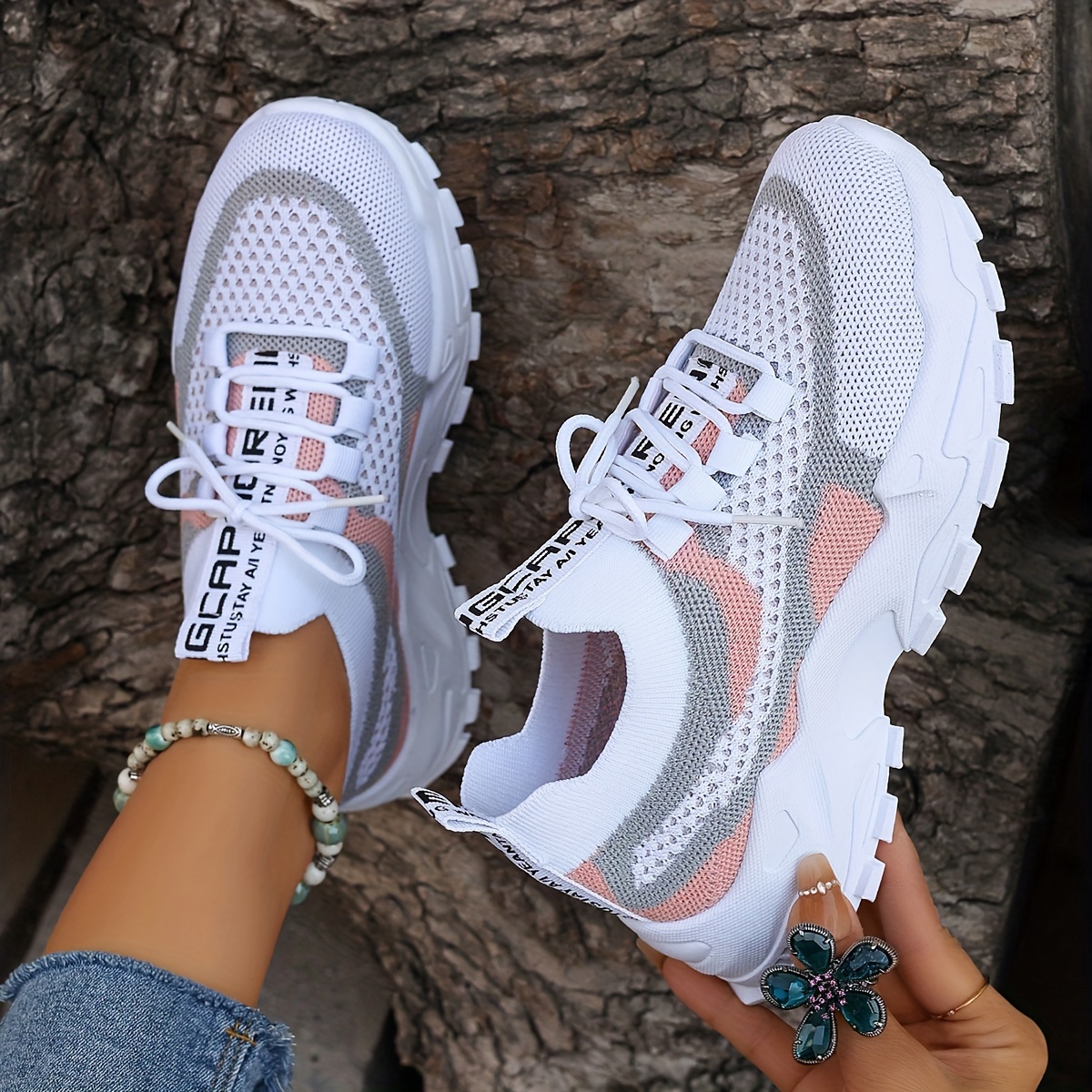 colorblock knitted sneakers women s stylish breathable low details 0