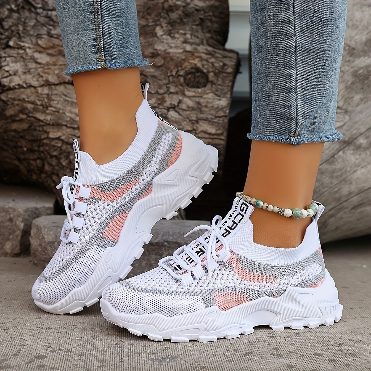 colorblock knitted sneakers women s stylish breathable low details 1