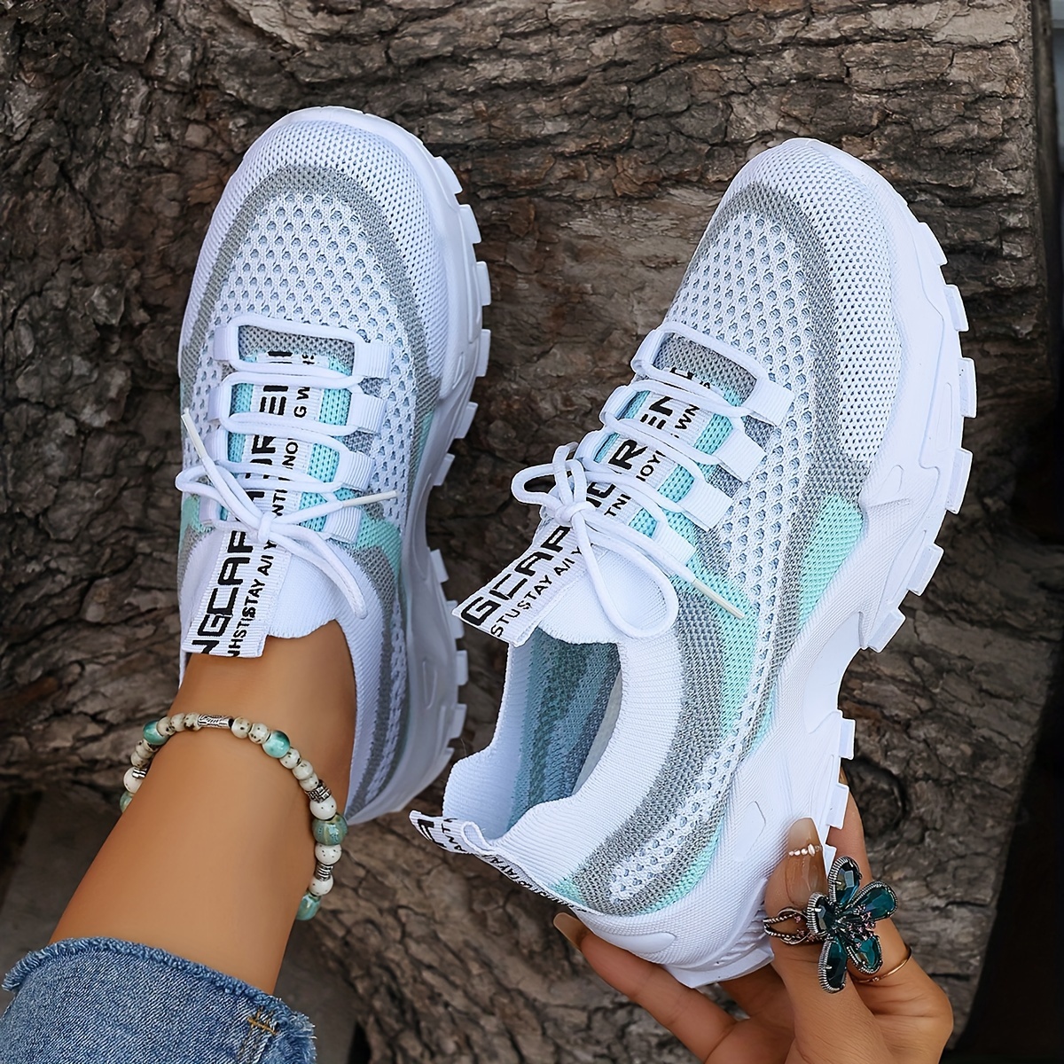 colorblock knitted sneakers women s stylish breathable low details 3