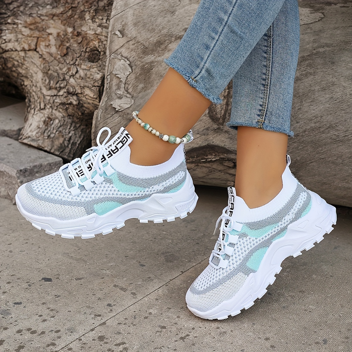 colorblock knitted sneakers women s stylish breathable low details 4