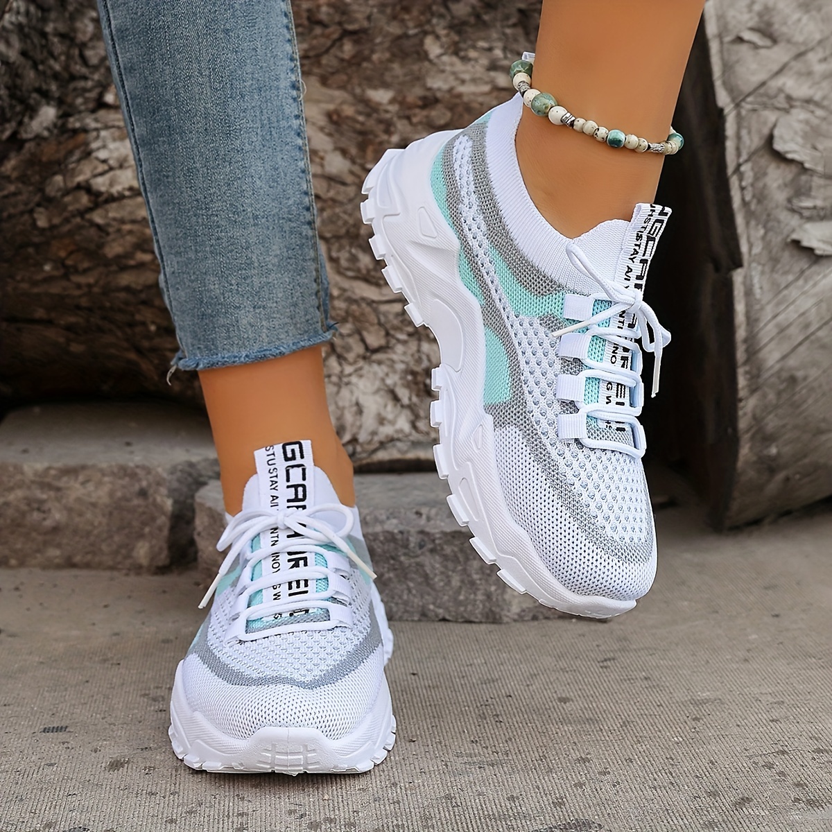 colorblock knitted sneakers women s stylish breathable low details 5