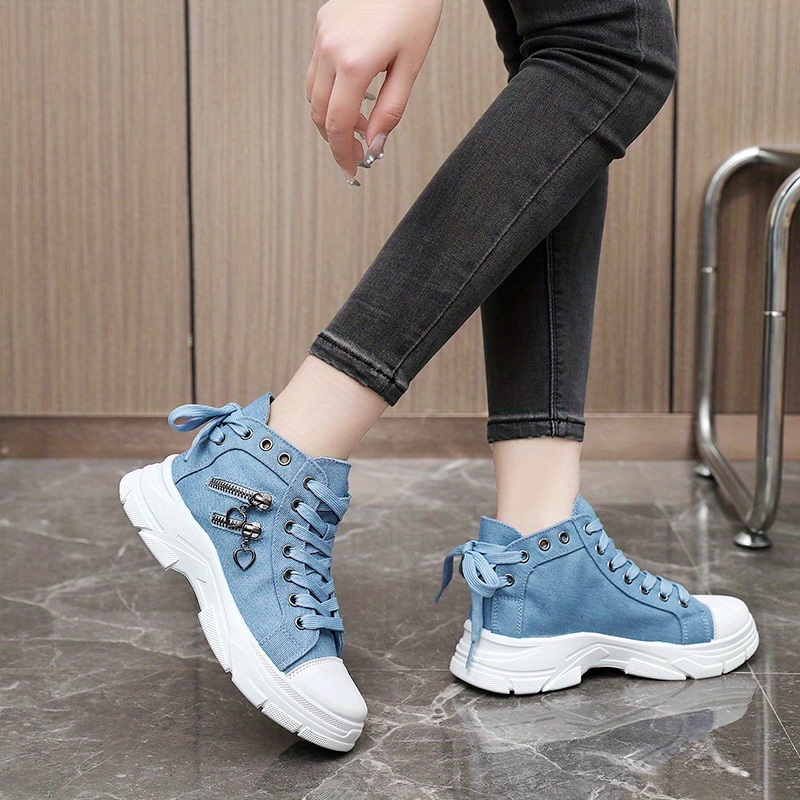 women s canvas platform sneakers zip detail lace high top details 5