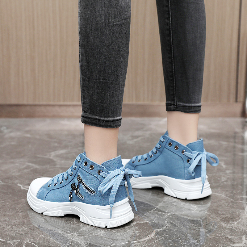 women s canvas platform sneakers zip detail lace high top details 6