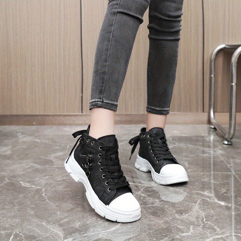 women s canvas platform sneakers zip detail lace high top details 7