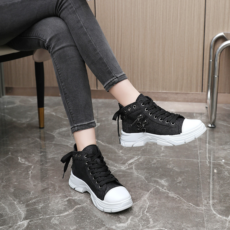 women s canvas platform sneakers zip detail lace high top details 8