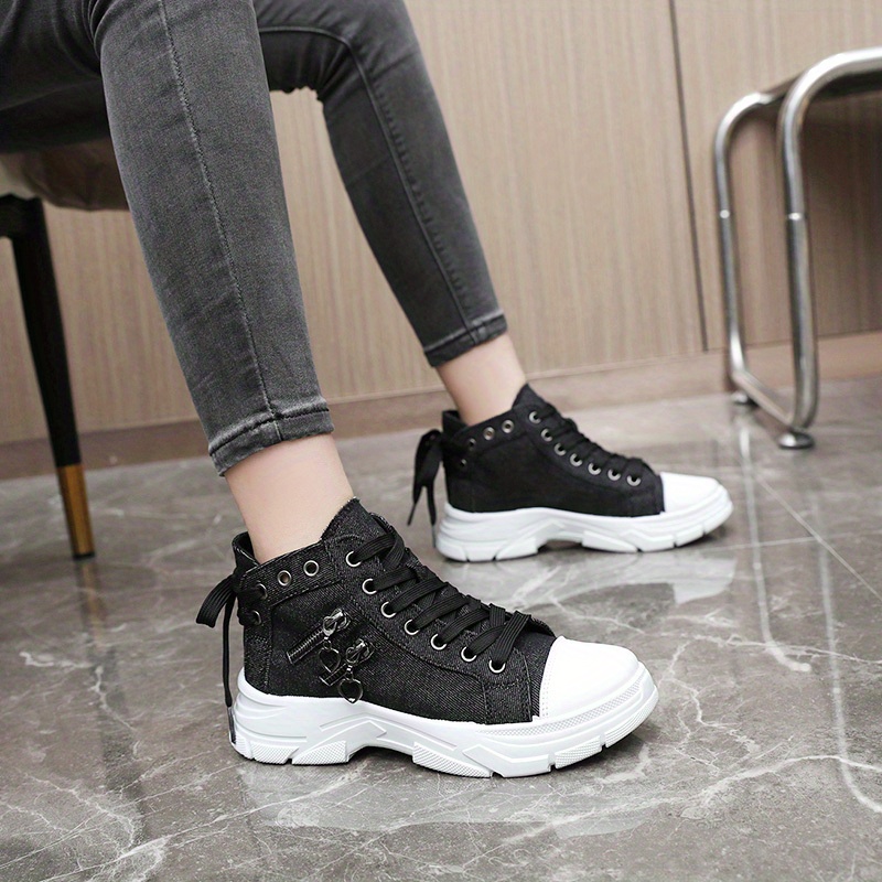 women s canvas platform sneakers zip detail lace high top details 9