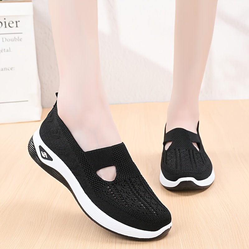 solid color knitted sneakers women s soft sole platform details 0