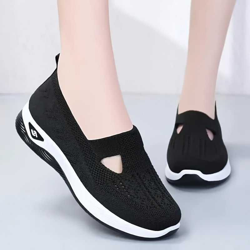 solid color knitted sneakers women s soft sole platform details 1